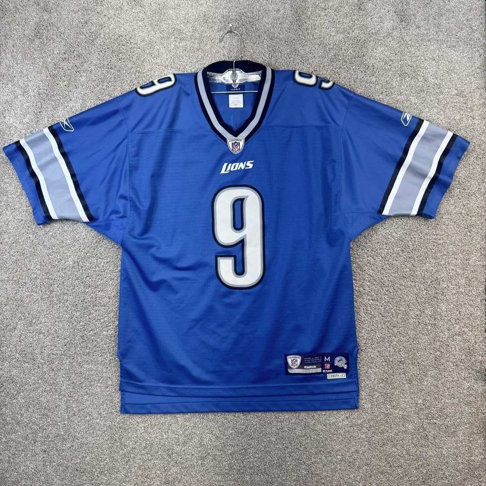 Detroit Lions Matthew Stafford Reebok NFL Onfield Jersey Men's Medium Blue